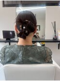 編み込みアップスタイルブライダルヘア成人式ヘアセット