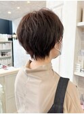 福山市美容室Caary人気 ショート暗めパープルグレージュカラー