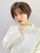 前髪あり耳掛け丸みくびれショートボブ20代30代40代50代（蘭）