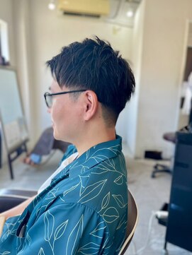 メンズカット バイ ソイクフ(メンズカット by SOY-KUFU) MEN'S HAIRダークアッシュベリーショートカルマパーマ