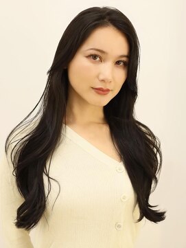 アース 竹ノ塚店(HAIR&MAKE EARTH) 【かきあげ前髪×黒髪ロングヘア】