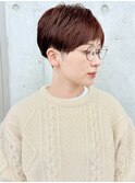 オレンジカラー かっこいいショート刈り上げ女子 ショートカット
