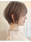 say.ショートボブひし形ショートダークレッドコーラルオレンジ