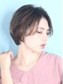 小顔美髪シアーカラーカールショートセミディ姫カット