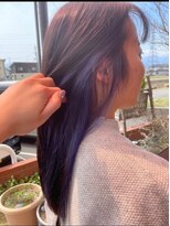 美容室 メザミー MESAMIES ナチュラルブラウン+パープルイヤリングカラー ストレートロング