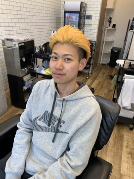 バーバーショップヒーロー 八王子店(BARBER SHOP HERO) ワンブリーチ、オールバック
