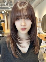 ノイカーム(noi Calm) 顔周りレイヤーカットグレージュカラーくびれボブベージュカラー