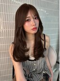 チョコレートブラウン／ミディアムレイヤー／博多美容室