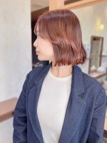 ヘアメイク ミチ 富田店(HAIRMAKE MICHI) 【MICHI 富田店 古作蓮】切りっぱなしボブ アプリコットオレンジ