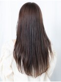 斜めバングオリーブブラウン艶感ストレートc天王台20代30代