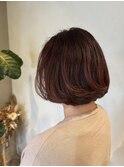 チェリーレッド 前下がりボブ レイヤー 【20代/30代/40代】