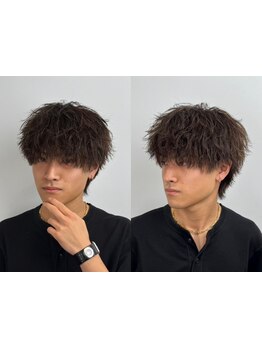 骨格,髪質,癖を活かした似合せパーマで360度完璧なシルエットに[天神大名/ブリーチ/メンズ/パーマ/学割U24]