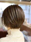 30代40代50代大人可愛い丸みココアブラウンベージュショートボブ