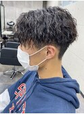 ツイストスパイラルパーマ 束感 ツーブロック マッシュ