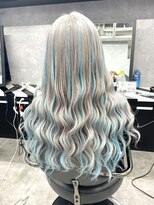 シェイロ(Cielro)&nbsp;エクステ☆ハイライト×インナー/水色×ホワイト