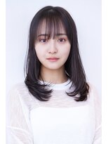 チョコグレージュ/20代30代大人かわいい/ミディアムレイヤー