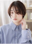 小顔補正カットうざバング透明感丸みショートc6川口20代30代40代