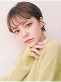 似合わせ小顔ブラウンショート薄め前髪