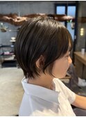 暗めカラー/オリーブベージュ/ショートボブ