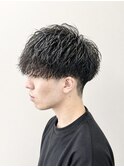 メンズカット×マッシュ×ツイストスパイラル×黒髪パーマ