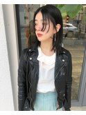 ハンサムミディアム/デザインバング/黒髪
