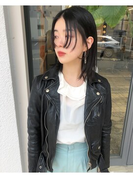 マメ(mame) ハンサムミディアム/デザインバング/黒髪