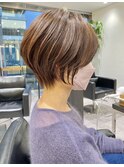 シルキーベージュハイライト束感ショート【中村】