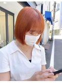 切りっぱなしボブ×オレンジカラー