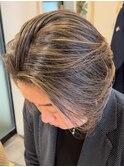 40代50代60代～大人上品なショートボブ/白髪ぼかしハイライト◎
