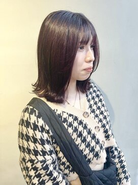 ヘアー アイス 御器所本店(HAIR ICI) 切りっぱなしボブ暖色系カラーカシスカラーワインレッドカラー