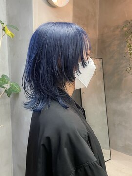 テトヘアー(teto hair) ネイビー　ネイビーカラー　青髪　レイヤーカット　ウルフカット