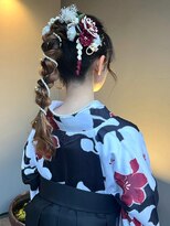 ナカオコアフュール(NAKAO COIFFURE)&nbsp;和装アレンジ 編みこみ ポニーテール パールアレンジ