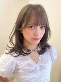 A94ミディアム韓国風レイヤーカットハッシュカット透明感