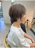 透明感カラー ボブ 前髪 ショート カラー ブリーチ&ダブルカラー