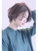 立体感丸みショートボブ×パーマ