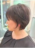大人ラフウェーブ外ハネボブダークブラウンスウィングショート