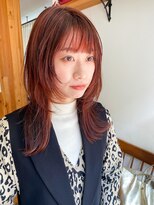 似合わせ小顔ミディアム× 暖色カラー デザインカラー