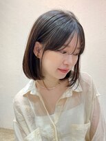 ガーデンヨコハマ(GARDEN YOKOHAMA) タッセルボブワンレン似合わせカット小顔黒髪フルバング内巻き