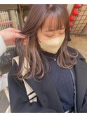 インナーカラーミルクティーベージュレイヤーカット波巻き