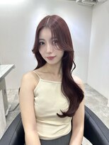 小顔ブリーチなし黒髪ネビージュワンレンローレイヤーボブルフ