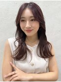 ブリーチなしチェリーブラウン髪質改善韓国風ヘア/恵比寿