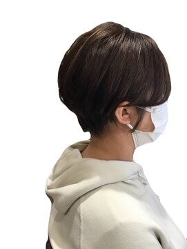 ヘアーズファイン(hair's fine) 丸みショートボブ前髪なし小顔カットアッシュブラウン