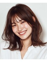 ルシードスタイル アウラ 松戸市五香(LUCIDO STYLE Aura)&nbsp;ナチュラルブラウンのラウンドバング×柔らかレイヤーミディ