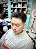 高円寺メンズカット極道パーマ×ミドルフェード/床屋/眉/メンズ