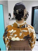 タイトシニヨン卒業式ヘア成人式ヘアセットカチモリヘア吉祥寺