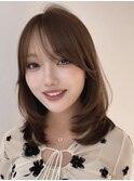 地毛ハイライトハッシュカットヨシンモリピンクフレンチバング