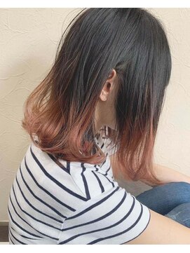 ヘアーデザイン ルシア(Hair Design Lucia) ミディアムボブ×ピンクグラデーション