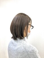 クオリス 上福岡店(QUALIS)&nbsp;小顔ミディアム/ボブ/くすみブルー/暗めカラー/30代40代50代