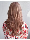 ペールベージュ_暖色ベージュ_ゆる巻きロング_ピンクベージュ2