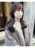 【松本咲花】ブリーチなし暗髪アッシュグレージュ韓国風ロング